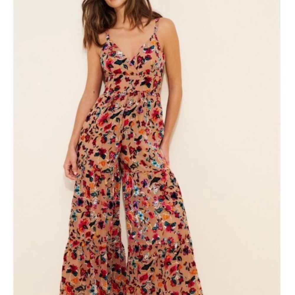 NFS Anthropologie HUTCH Flounced Floral Jumpsuit